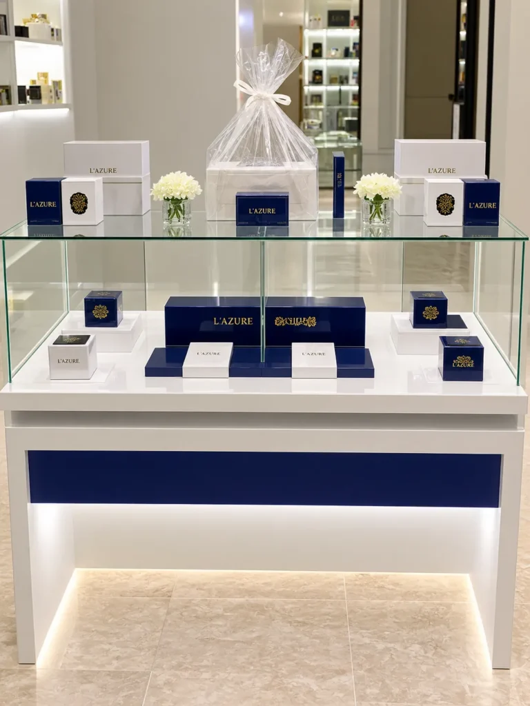Elegant L’AZURE Perfume Display_converted