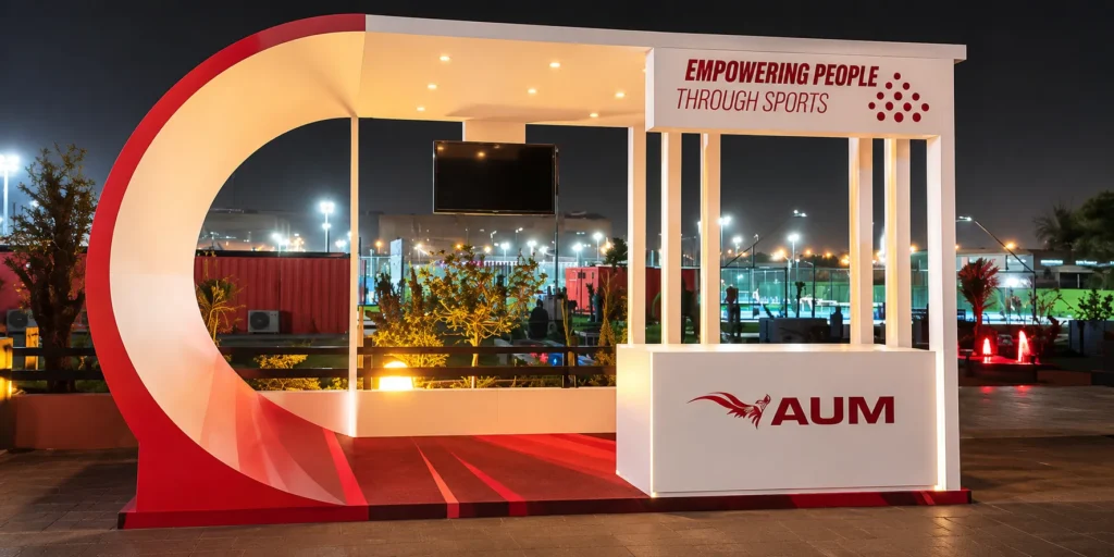 Illuminated AUM Sports Pavilion at Night_converted