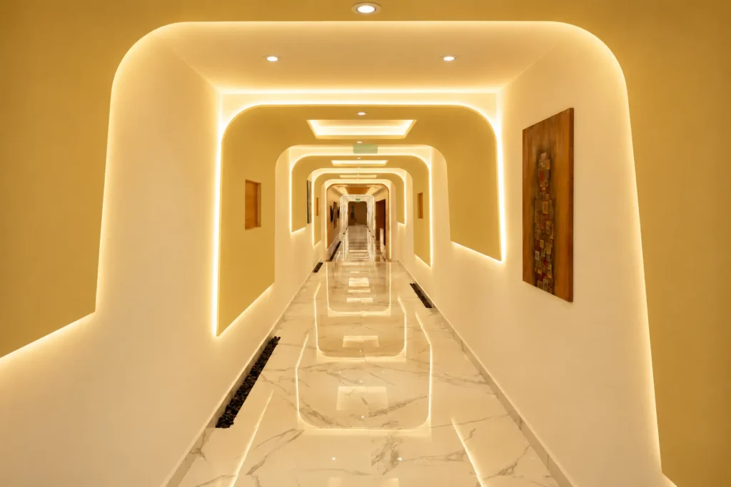 Luxurious Warm-Lit Futuristic Corridor_converted
