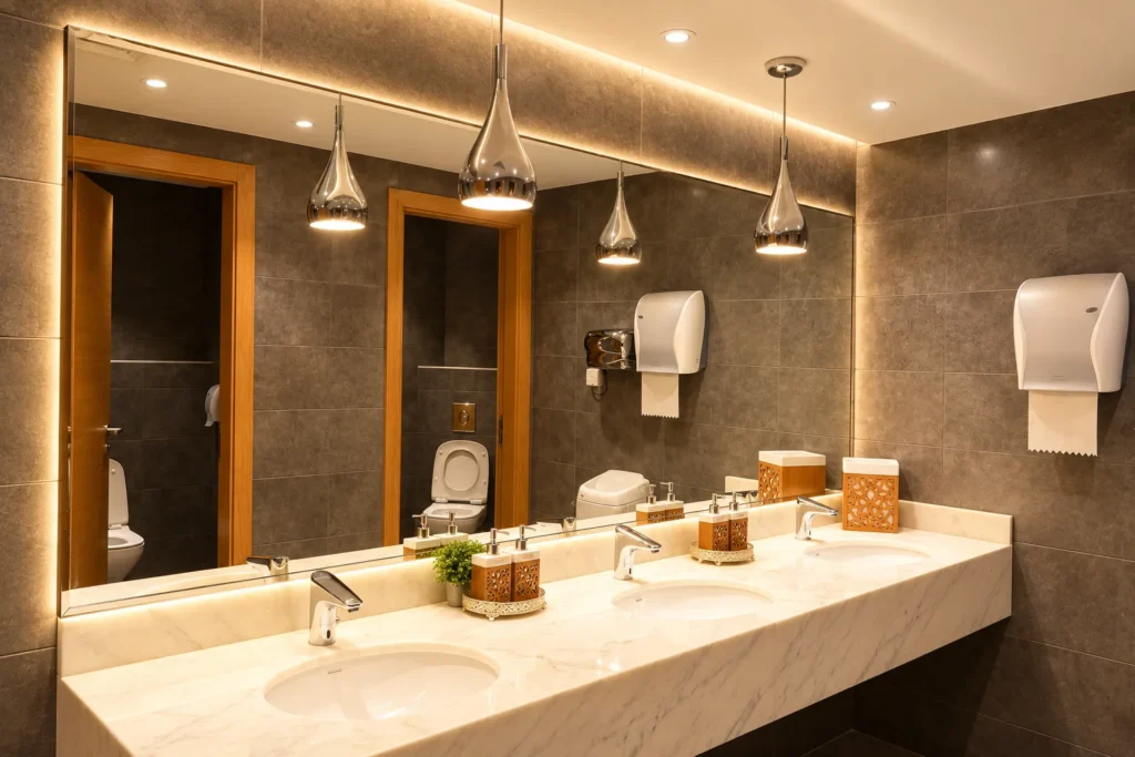Luxurious Warm-Toned Marble Restroom_converted