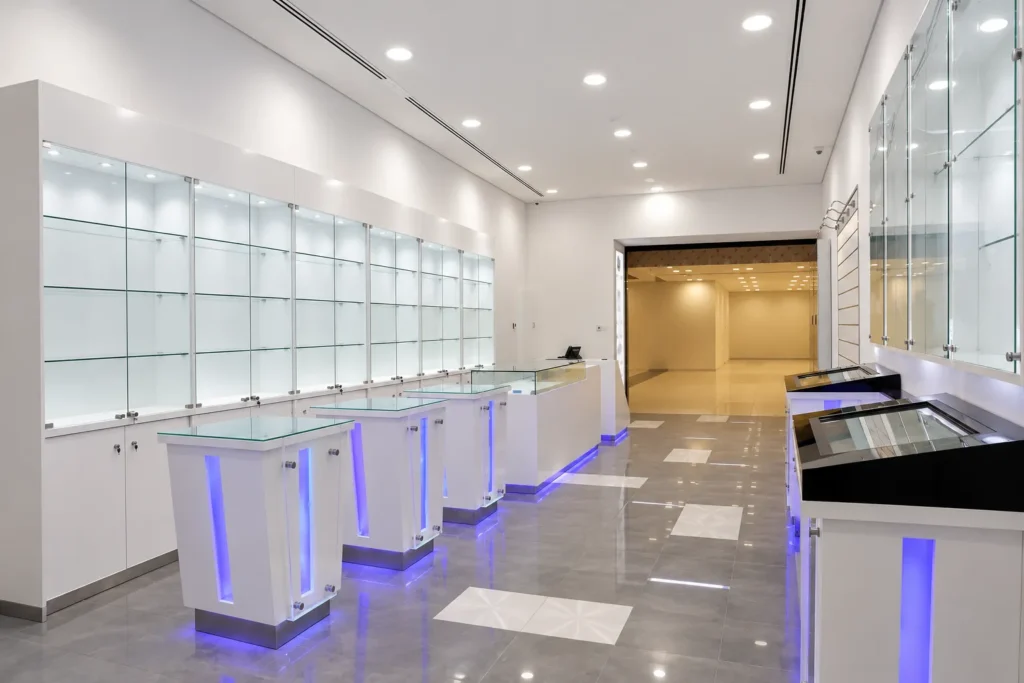 Minimalist Blue-Lit Electronics Showroom_converted