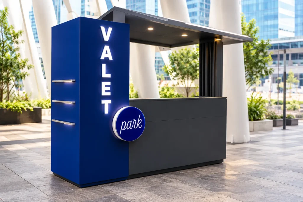 Modern Valet Kiosk in a City Plaza_converted
