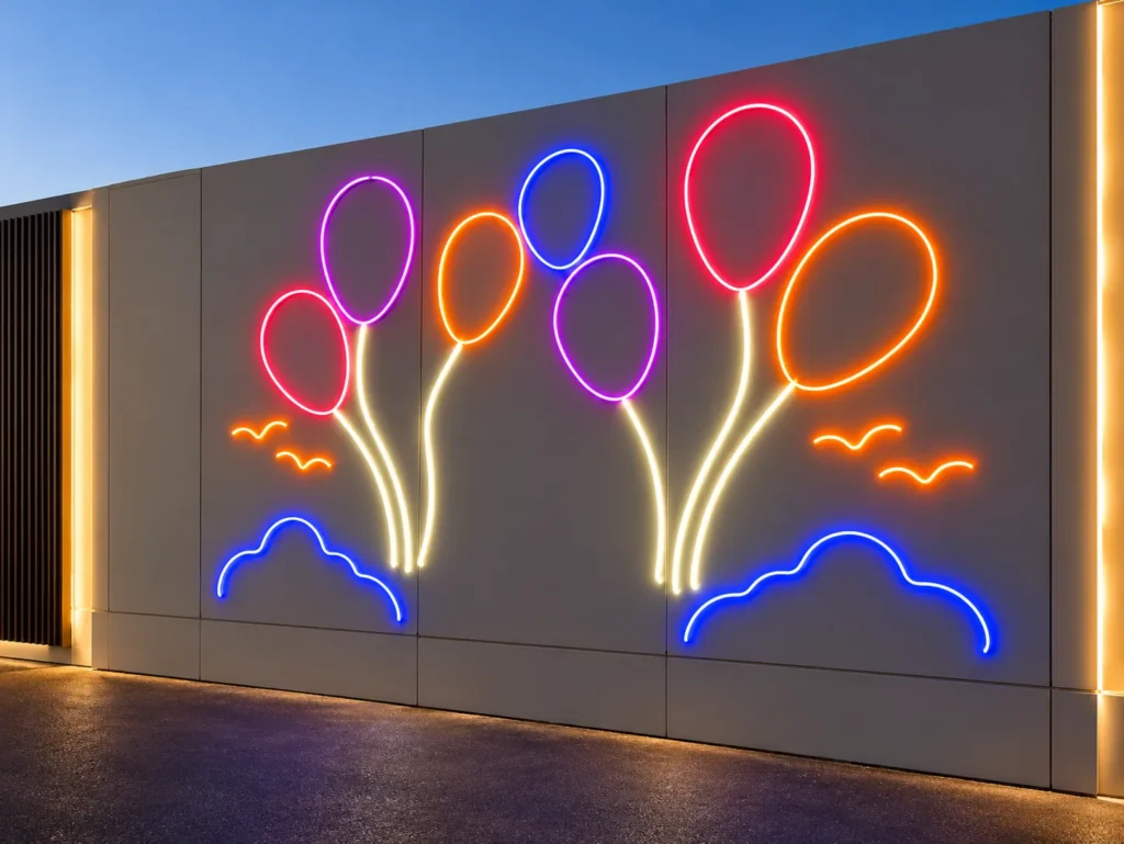 Neon Balloon Mural at Dusk_converted